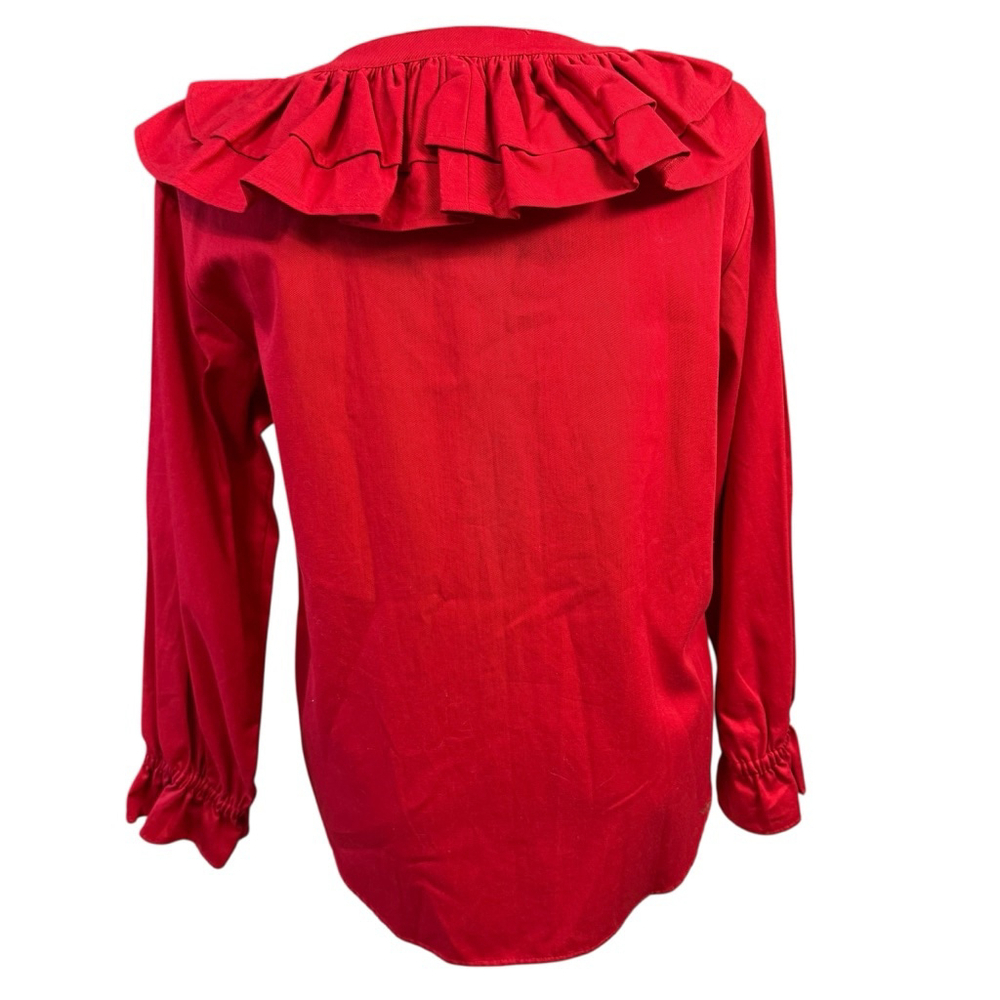 Red Ruffled Women's Blouse - Picture 5 of 9